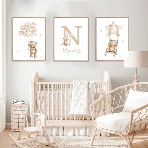 3 Kundengerecht Baby Name Tier Bilders Safari Löwe Elefant Pflanze Poster Kinderzimmer Babyzimmer Dekoration Kunstdrucke Segeltuch Kinder DIN A3 kein Rahmen von Youihom