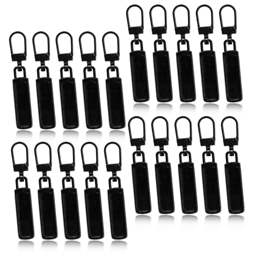 Reißverschluss Zipper, 20 Stück Reißverschluss Zieher, Metall Reissverschluss Zipper, Universal Reißverschluss Anhänger für Schultaschen, Geldbörsen, Mäntel, Koffer, Kleider (Black) von Youkly