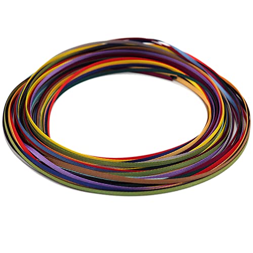 Youmeizer Doppelseitiges Polyester-Satinband, 2 mm, 45 m, 15 Farben, für Bastelarbeiten, Ornament, Festival, Satinbänder, Geschenkverpackung, Dekoration (dunkle Farbe, 15 Farben gemischt, 2 mm) von Youmeizer