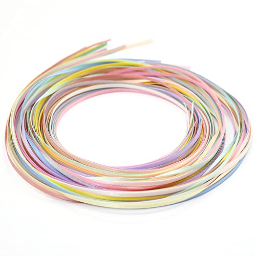 Youmeizer Doppelseitiges Polyester-Satinband, 2 mm, 45 m, 15 Farben, für Bastelarbeiten, Ornament, Festival, Satinbänder, Geschenkverpackung, Dekoration (helle Farbe, 15 Farben gemischt, 2 mm) von Youmeizer