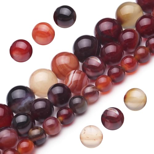 Youngbling Natürliche Edelsteinperlen für die Schmuckherstellung, 10 mm, weinroter Achat, poliert, rund, glatte Steinperlen, echte echte Steinperlen, rote Perlen für Armband, Halskette, 38,1 cm von Youngbling