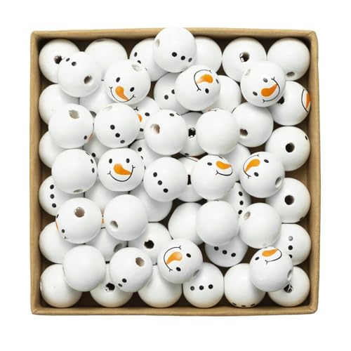 20 Stück Schneemann-Holzperlen Set, 20mm Gesicht Holzperlen, Weihnachts Schneemann Holzperlen Set, Weihnachtsperlen Rustikale Bauernhausperlen Für Makramee-Girlande, Thanksgiving, Weihnachtsbaum von Youngwier