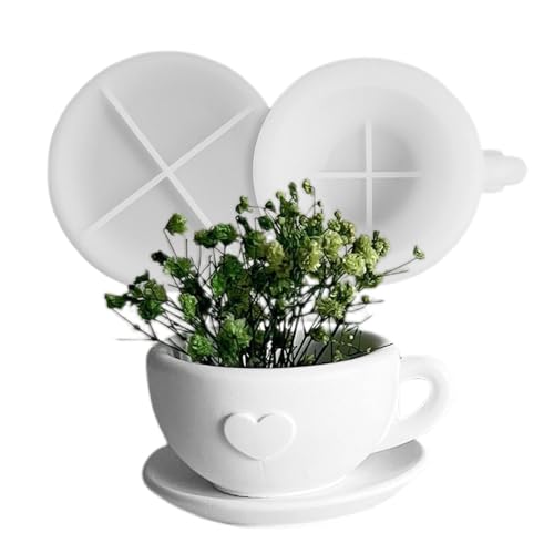 Gießformen Silikon Kaffeetasse Gießform, Pflanzenständer Silikonform Tray Sukkulenten Blumentopf Silikonform Kerzenhalter Schale Für Beton Gießformen Für Blumentöpfe, Duftkerzen, Harzguss, Heimdekor von Youngwier