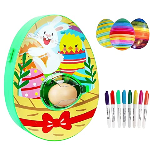 Youngwier Ostereier Bemalen Kinder, Egg Mazing, Ostereier Dekorations Für Die , Osterei Dekorations Spinner Kits, Eierfarben Ostern, Ei Färbe Spinner Malmaschine Zum Selbermachen, 8 Marker 3 Eier von Youngwier