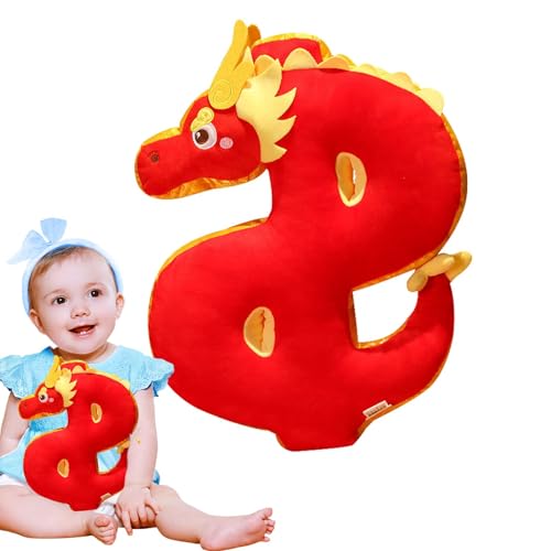 Youngwier Chinesisches Neujahrs-Drachen-Plüschtier,Jahr des Drachen-Plüschtiers,Neujahrsdekorationen Drache Plüsch Plüschtiere - Plüschdrachen-Souvenir zum Mond-Neujahrs-Frühlingsfest von Youngwier