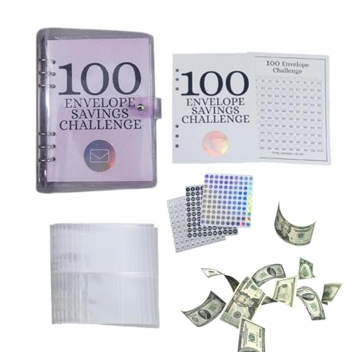 Youngwier Geldspar-Challenge mit 100 Umschlägen, Challenge-Ordner mit 100 Umschlägen - Geld-Challenge-Ordner,100-Umschläge-Cash-Spar-Challenge, Spar-Challenge-Umschlagbuch, von Youngwier