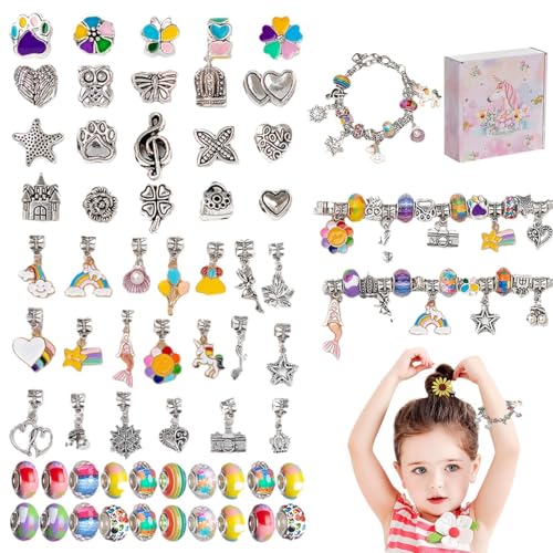 Youngwier Schmuckherstellungsset für Mädchen, Perlenarmbandherstellungsset - Buntes Schmuckherstellungsset für Kinder. Perlenherstellungsset - Charm-Armband-Halsketten-Set, modisches Schmuck-Perlenset von Youngwier