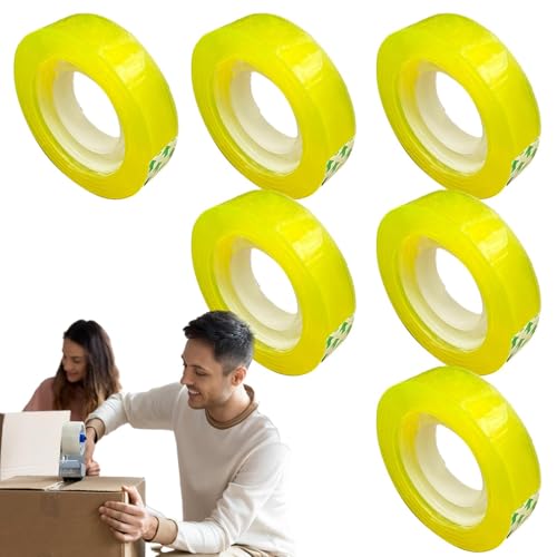 Youngwier Transparentes, glänzendes Allzweck-Klebeband, Nachfüllrollen für Schreibwaren-Klebeband | Transparentes Klebeband mit starker Klebrigkeit, 6 Rollen,Transparentes Klebeband, sicheres Lösen, von Youngwier