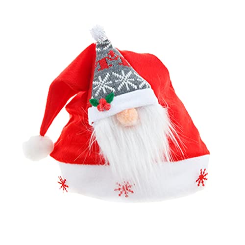 Youngwier Weihnachtsmützen Weihnachtspartyhut | Rote flauschige Zwergen-Design-Mützen | Flauschige, übergroße Weihnachtsmütze aus Samt für Erwachsene, Jungen und Kinder von Youngwier