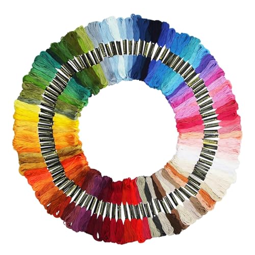 100 Farben Stickgarn, 6 Stränge Handstickereibedarf Regenbogen Sticktwist Kreuzstich Garn für Armband DIY Handwerk Nähen Stickzubehör von Yououii