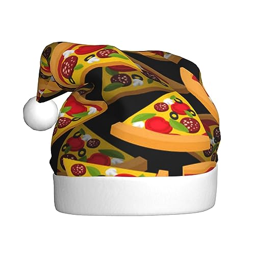 YoupO Pizza-Weihnachtsmütze, 3D-Weihnachtsmütze, weicher Plüsch, Weihnachtsmütze für Erwachsene, Neujahr, festliche Party-Dekorationen von YoupO