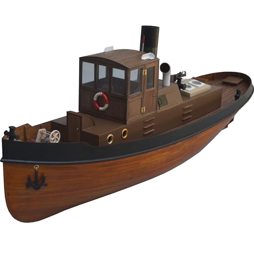 1930s Dampfschlepper Schiffsmodell Bausatz, Maßstab 1:18, Größe LxBxH 720 x 180 x 270 mm, Lasercut Holz Bauteile, 1200 g, Seetauglich, RC Schlepper Boot Holzbausatz, Tugboat Baukasten zum selber Bauen von Your Day Mate