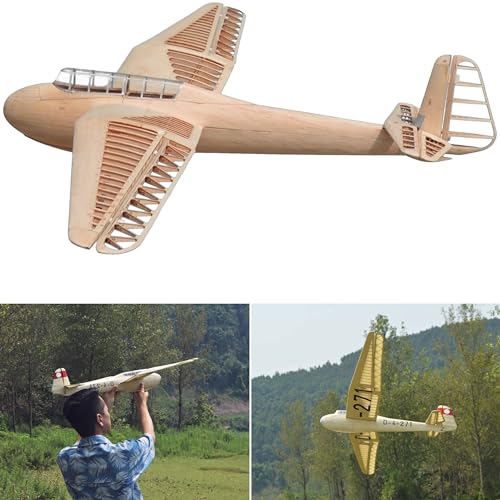 DFS Kranich Modellflugzeug Kit, Maßstab 1:12, 1498 mm Spannweite, Lasercut Holz Bauteile, SD7032 Profil, 645 mm Rumpflänge, 350 g RTF, RC Gleiter Modell Holzbausatz, Flugzeugmodell zum selber Bauen von Your Day Mate