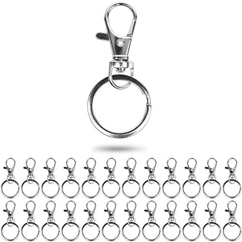 Karabinerhaken Schlüsselanhänger mit Schlüsselringen, 24 Pack, mit 24 x 10 mm D-Ring Karabiner Haken und 24 x Ø 25 mm Spaltring, Taschen Karabiner mit 360° Grad drehbarem Schlüsselring, Metall Ringe von Your Day Mate