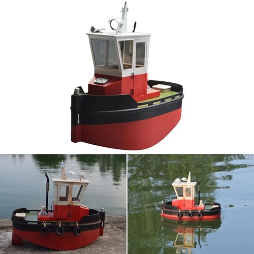 Little Otter Tugboat Schiffsmodell Bausatz, Maßstab 1:18, Größe LxBxH 232 x 111 x 200 mm, Lasercut Holz Bauteile, Kunstharz Formteile, 332 g, Seetauglich, RC Holzbausatz, Schlepper zum selber Bauen von Your Day Mate