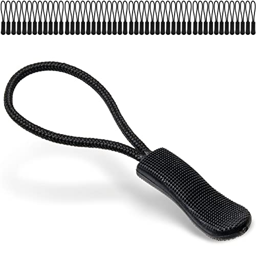 Reißverschluss Anhänger zum Einfädeln, 48 Stück, in Schwarz, Größe 61 x 9 mm, Nylon Ersatzzipper zur Reparatur, Reißverschluss Zipper, Reißverschluss Schieber für Sportbekleidung, Rucksack, Tasche von Your Day Mate