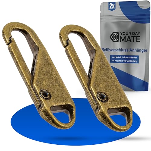 Reißverschluss Anhänger zur Reparatur, 2 Pack, aus Metall, in Bronze-Farben, Ersatz Zipper für Reißverschluss, Reißverschluss Schieber für Mantel, Koffer, Jeans, Tasche, Reißverschluss Puller Laschen von Your Day Mate