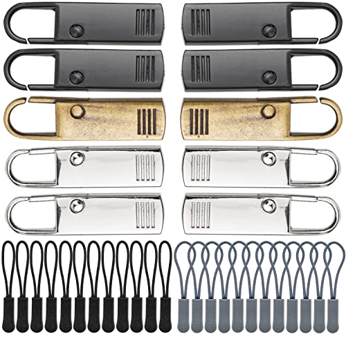 Reißverschluss Anhänger zur Reparatur, 32 Pack, 10 x Metall RV Zipper, 24 x Nylon Zieherlaschen, Ersatz Zipper Reissverschluss, Verschluss Schieber für Jacke, Rucksack, Hose, Zelt, RV Slider Laschen von Your Day Mate