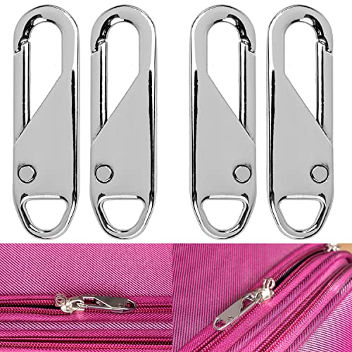 Reißverschluss Anhänger zur Reparatur, 4 Pack, aus Metall, in Silber-Farben, Ersatz Zipper für Reißverschluss, Reißverschluss Schieber für Mantel, Koffer, Jeans, Tasche, Reißverschluss Puller Laschen von Your Day Mate