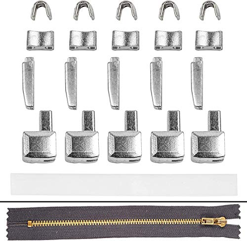 Reißverschluss Reparatur Set, Größe 3, für Reißverschluss Zahnbreite 4-4.6 mm, Endstücke oben + unten, Ersatz Zubehör für Reißverschlüsse mit Metall Zähnen, RV Stopper für oben + unten, Zip Size #3 von Your Day Mate