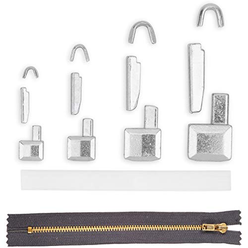 Reißverschluss Reparatur Set, Größe 3 + 5 + 8 + 10, alle RV Größen enthalten, Endstücke oben + unten, Ersatz Zubehör für Reißverschlüsse mit Metallzähnen, RV Stopper für oben + unten, Zip Size #3-10 von Your Day Mate