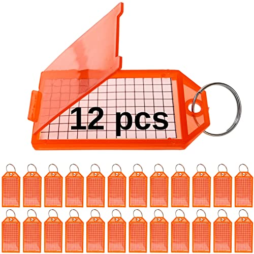 Schlüsselanhänger zum Beschriften, 12 Stk, in rot, mit Schlüsselring, 51 x 20 mm Etiketten-Fenster, Schlüsselschild mit Spaltring, Schlüsselbeschriftungen, Schlüsseletiketten, Schlüssel Organisation von Your Day Mate