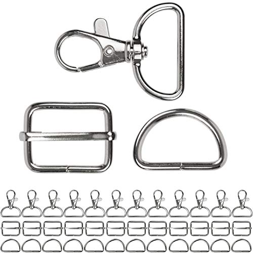 Tragegurt Reparatur Set, 36 Pack, bis 25 mm Gurtbreite, mit 25 mm Leiterschnalle und 25 mm D-Ring, Karabiner Schlüssel Anhänger, Taschenkarabiner mit 360° Grad drehbarem Ösenring, Tragegurt Karabiner von Your Day Mate