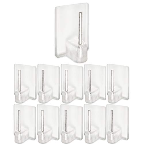 Your Day Mate Gardinenstangen Haken zum Kleben, 10 Pack, transparent, Standard Größe mit 24 x 16,5 mm, für Vorhänge & Scheibengardinen, ohne Bohren, Gardinenhaken kleben, Gardinenstangen Klebehaken von Your Day Mate