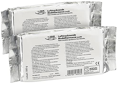 Your Design Selbsttrocknende Knete: Lufttrocknende Modelliermasse, weiß, 1.000 g (lufttrocknender Ton, Selbsttrocknende Modelliermasse, Knetmasse) von Your Design