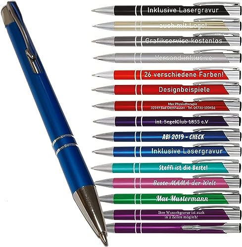 Your Gravur - Kugelschreiber mit Gravur | Cosmo - personalisierter Stift - Werbekugelschreiber mit Wunschtext & Logo - 1-2 Tage Lieferzeit - Anzahl: 25 von BFYSYO