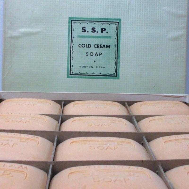 S Pierce Kalte Sahne Seife Bars Vintage Toilettenartikel Boston Mass Soap Cakes Hellgrün Original Box Yourfinehouse von YourFineHouse