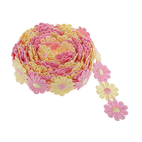 Yourandoll Blumen Spitzenband Spitzenborte Spitze Dekoband für Hochzeit Deko Handwerk Nähen Deko (Gelb Rosa) von Yourandoll