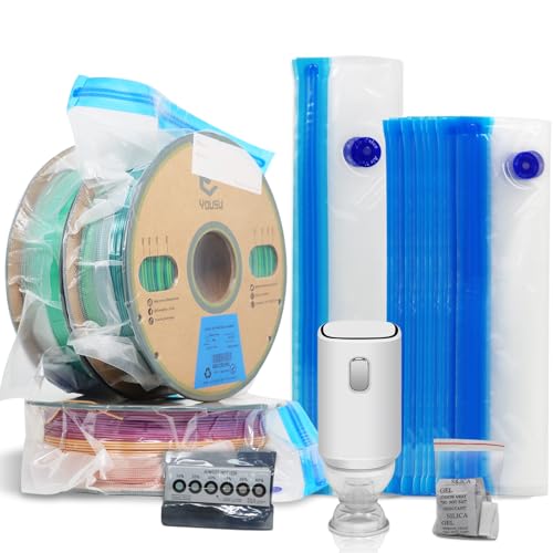 YOUSU Upgrade Vacuum Kit, Pack of 16, 3D Printer Filament Vacuum Compression Storage Bags with USB Pump, Reusable Filament, Moisture-Proof, Dry, Vacuum Sealed Bag for Spool Storage von Yousu