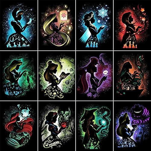 Youtheart Diamond Painting Princesses Diamond Art, 5D Full Drill Cross Stitch Embroidery Kits (12 Packs) von Youtheart