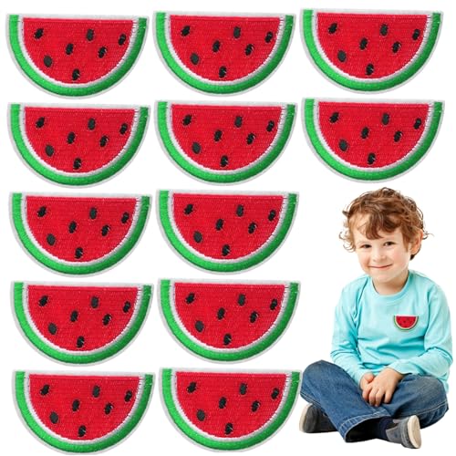 12pcs nähen Sie Flecken, Eisen auf Flecken Cartoon Wassermelonen-Form 2.76x1.57in Stoff auf Flecken DIY Dekorative Flecken für Kleidung, Hüte, Rucksäcke und mehr von Yoyakie