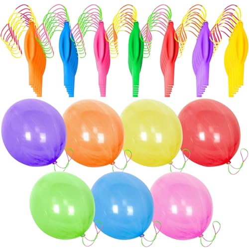 Stanzballons Punchballons für Kinder 35pcs 18 Zoll verschiedene Farben Neon -Stanzballons mit Gummi -Band -Handles Latexballon für tägliche Spiele Hochzeitsgeburtstagsfeier Geschenke von Yoyakie