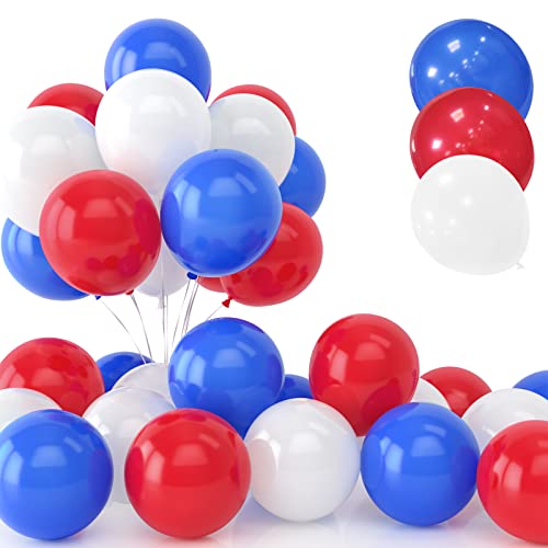 30Pcs Blau Rotes und Weißes Luftballon Set, 12 Zoll Königs Blaues und Weißes Latex Ballons mit Band für Geburtstag Hochzeit Kinder Baby Shower Party Dekorationen von Yoyoin