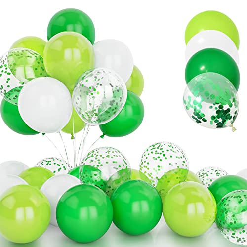 30Pcs Grüne Luftballon Set, 12 Zoll Grüne Konfetti Ballons Licht Tief Grün und Weiß Latex Luftballons mit Band für Geburtstag Hochzeit Kinder Baby Shower Party Dekorationen von Yoyoin