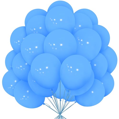 Luftballons Blaue, 30 Stück 12 Zoll Matt Hellblau Luftballons Himmelblau Ballons mit Ballonband für Männer Jungen Deko Geburtstag Hochzeit Babyparty Karneval Jubiläum Graduierung Taufen Dekorationen von Yoyoin