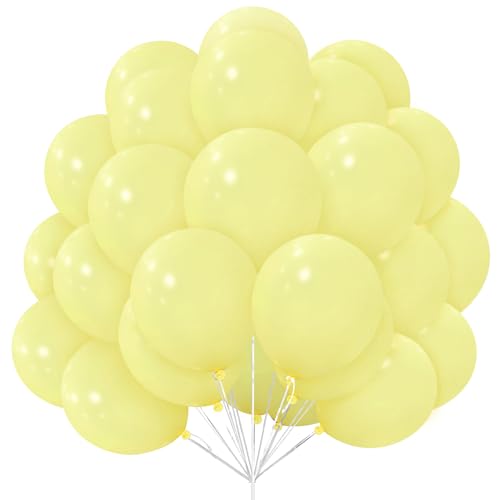 Luftballons Gelb, 30 Stück 12 Zoll Gelb Pastell Luftballons Latex Gelbe Macarons Ballons mit Ballonband für Jungen Party Deko Geburtstag Hochzeit Brautdusche Babyparty Taufen Verlobung Dekorationen von Yoyoin