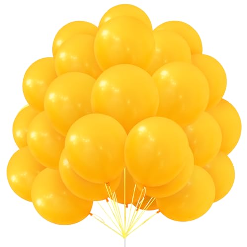 Luftballons Gelb, 30 Stück 12 Zoll Gelbe Zitronengelb Matt Luftballons Latex Ballons mit Ballonband für Regenbogen Party Deko Geburtstag Hochzeit Brautdusche Babyparty Karneval Taufen Dekorationen von Yoyoin