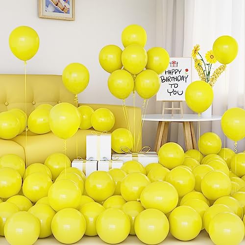 Luftballons Gelbe, 50 Stück 5 Zoll Matt Gelbe Latex Ballons mit Band für Mädchen Jungen Geburtstag Hochzeit Sonnenschein Zitrone Gänseblümchen Honigbiene Thema Party Baby Dusche Karneval Dekorationen von Yoyoin