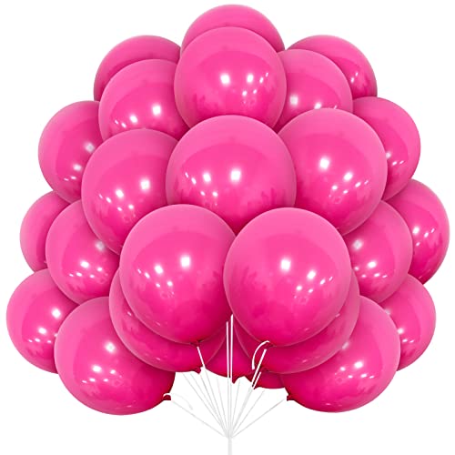 Luftballons Pink, 30 Stück 12 Zoll Rosa Luftballons Matt Pinke Hot Fuchsia Ballons mit Ballonband für Mädchen Deko Geburtstag Hochzeit Brautparty Karneval Jubiläum Graduierung Taufen Dekorationen von Yoyoin