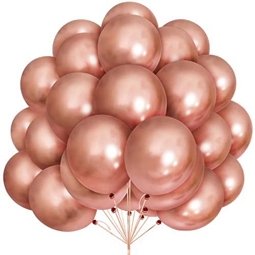 Luftballons Roségold, 30 Stück 12 Zoll Metallic Roségold Luftballons Ballon für Metallisches Rosé gold Party Deko Geburtstag Hochzeit Valentinstag Babyparty Brautdusche Taufen Eagagement Dekorationen von Yoyoin