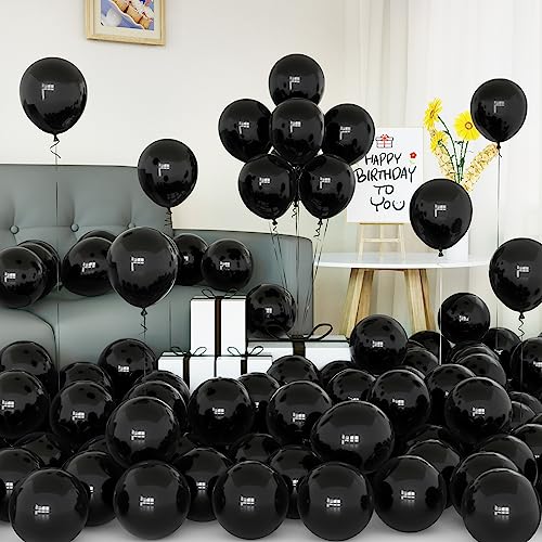 Luftballons Schwarze, 50 Stück 5 Zoll Matt Schwarz Latex Ballons mit Band für Männer Frauen Mädchen Jungen Geburtstag Graduierung Hochzeit Party Deko Ruhestand Halloween Neujahr Karneval Dekorationen von Yoyoin