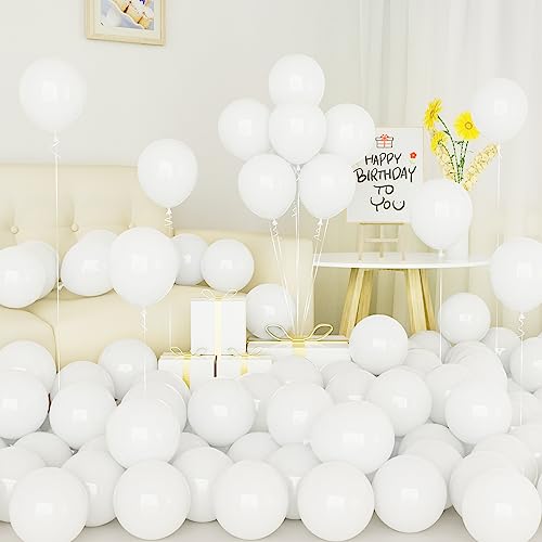 Luftballons Weiße, 50 Stück 5 Zoll Matt Weiße Latex Ballon Set mit Band für Frauen Mädchen Jungen Männ Hochzeit Geburtstag Party Graduierung Baby Dusche Brautparty Prinzessin Karneval Dekorationen von Yoyoin