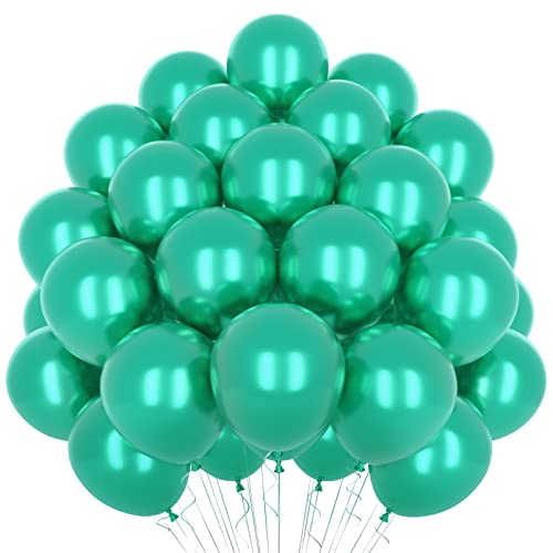 Metallic Grün Luftballons, 50 Stück 12 Zoll Grün Luftballons, Glänzende Latexballons, Chrom Metallic Luftballon für Green Birthday Party Ballons Hochzeit Verlobung Jungle Theme Fiesta Dekoration von Yoyoin