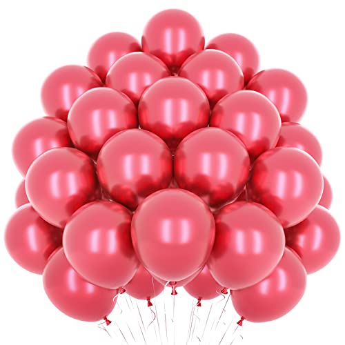 Metallische Rote Luftballons, 50 Stück 12 Zoll Rote Luftballons, Glänzende Latex Luftballons, Dicker Chrom Metallic Luftballon Für Rote Geburtstagsfeier Luftballons Hochzeit Verlobung Babyparty von Yoyoin