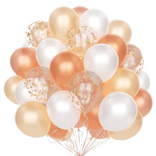 Roségold Weiß Luftballons, 60 Stück 12 Zoll Roségold Champagner Gold Weiß Party Ballons Set mit Roségold Konfetti Latex Luftballons für Geburtstag Hochzeit Baby Shower Jubiläums Dekoration von Yoyoin