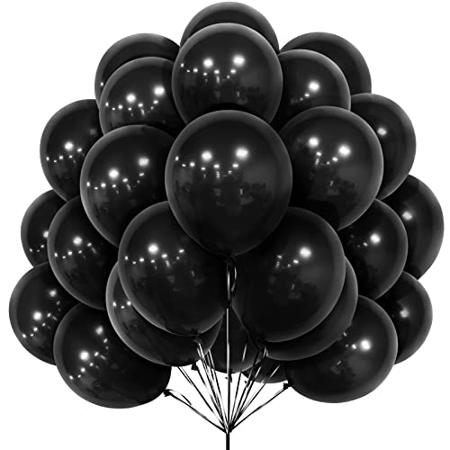 Schwarze Luftballons Set, 30 Stück Ballon 12 Zoll matt schwarz Ballons mit Band für Männer Jungen Frauen Geburtstag Party Graduierung Neujahr Ruhestand Halloween Weihnachten Jahrestag Dekorationen von Yoyoin